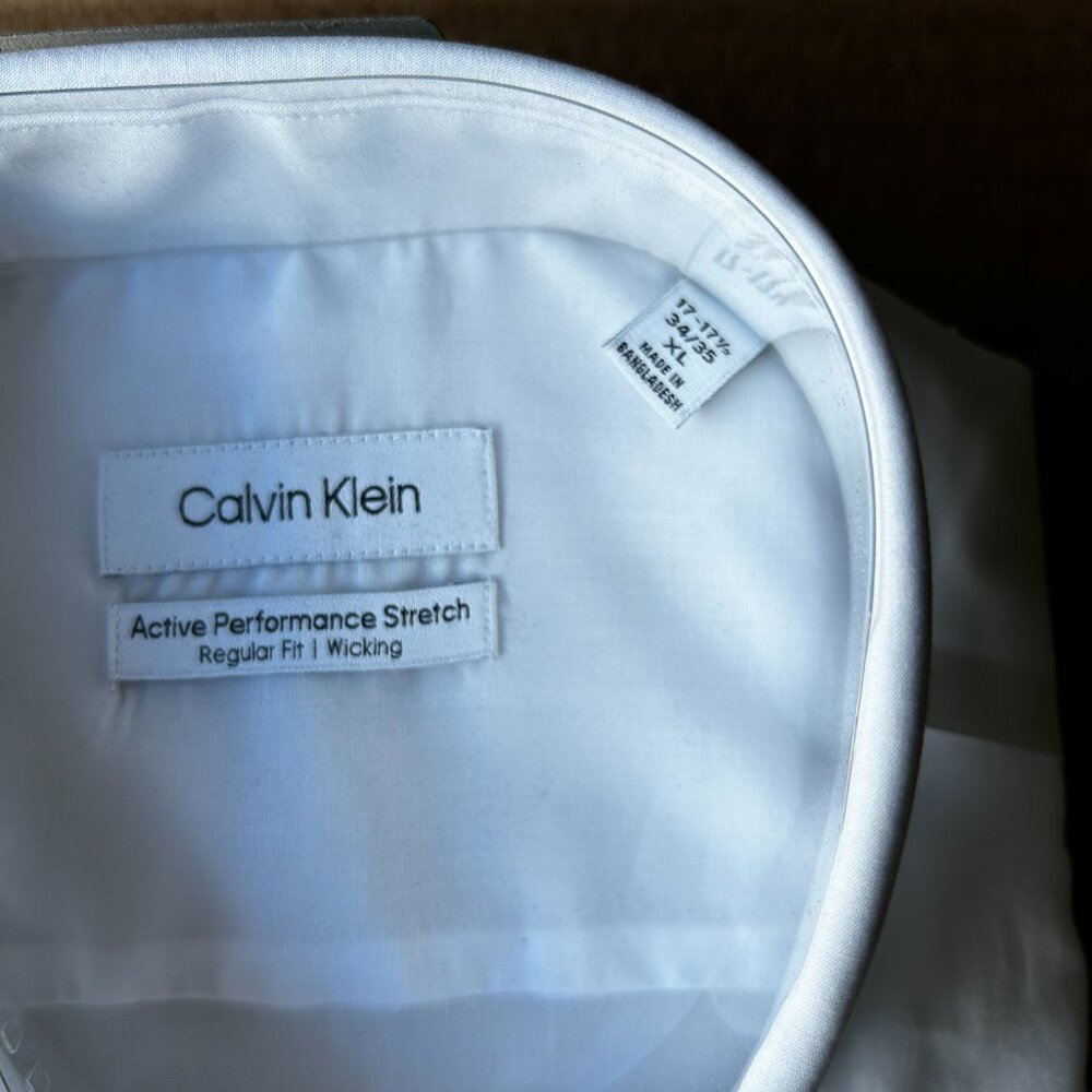 Calvin Klein Men’s Active Performance Stretch Dress Shirt White Size XL - Picture 5 of 9
